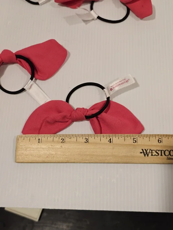 American Girl Store Exclusive Cafe Doll Pink Hair Bow Ponytail Holders Tie Set - Picture 7 of 9